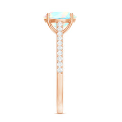 Real 8mm Ethiopian Opal Diamond Engagement Ring with Certificate