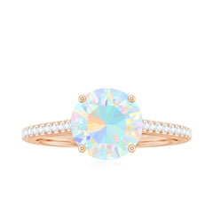 Real 8mm Ethiopian Opal Diamond Engagement Ring with Certificate
