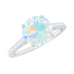 Real 8mm Ethiopian Opal Diamond Engagement Ring with Certificate