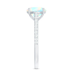 Real 8mm Ethiopian Opal Diamond Engagement Ring with Certificate