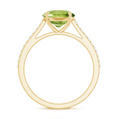 Natural 2 Carat Peridot Solitaire Engagement Ring with Diamond