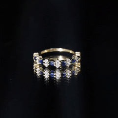Classic Blue Sapphire and Diamond Half Eternity Ring