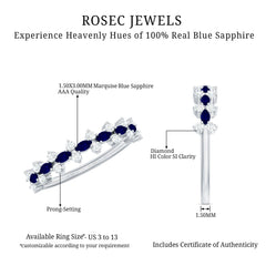 Classic Blue Sapphire and Diamond Half Eternity Ring