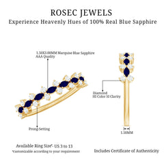 Classic Blue Sapphire and Diamond Half Eternity Ring