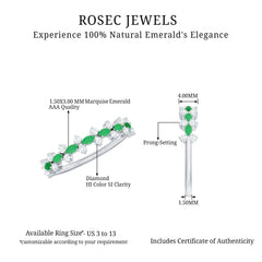 Genuine Emerald and Diamond Half Eternity Ring for Women
