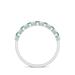 Genuine Emerald and Diamond Half Eternity Ring for Women