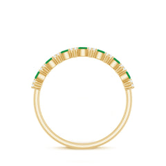 Genuine Emerald and Diamond Half Eternity Ring for Women