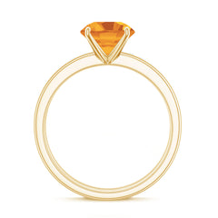Natural Citrine Wedding Bridal Ring Set with Moissanite
