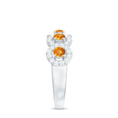 Certified Natural Citrine Diamond Half Eternity Band for Anniversary