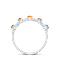 Certified Natural Citrine Diamond Half Eternity Band for Anniversary