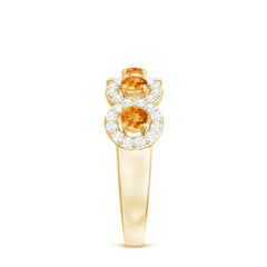 Certified Natural Citrine Diamond Half Eternity Band for Anniversary