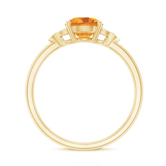 Natural 7mm Citrine Engagement Ring with Diamond Trio