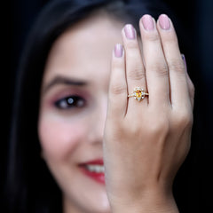 Genuine Citrine Vintage Engagement Ring in Gold Plated Silver