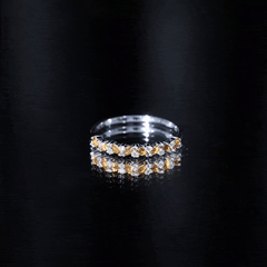 Genuine Marquise Citrine Half Eternity Ring with Diamond