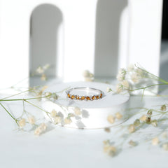 Genuine Marquise Citrine Half Eternity Ring with Diamond