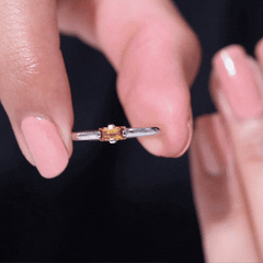 Natural Baguette Citrine Promise Ring in East West Style