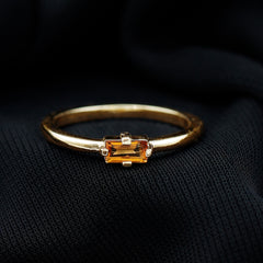 Natural Baguette Citrine Promise Ring in East West Style