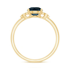 7 mm London Blue Topaz Solitaire Engagement Ring with Diamond Trio