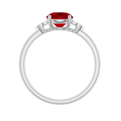 Lab Grown Ruby Solitaire Engagement Ring with Diamond Trio