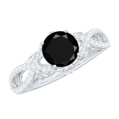 Created Black Diamond Crossover Engagement Ring with Diamond