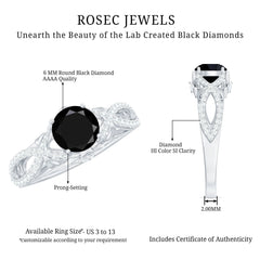 Created Black Diamond Crossover Engagement Ring with Diamond