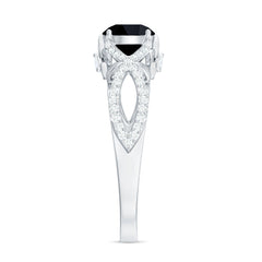 Created Black Diamond Crossover Engagement Ring with Diamond