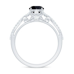 Created Black Diamond Crossover Engagement Ring with Diamond