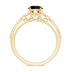 Created Black Diamond Crossover Engagement Ring with Diamond