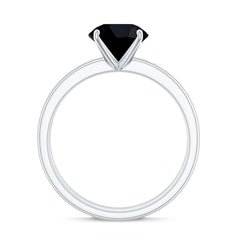 Natural 8mm Black Onyx Solitaire Engagement Rings with Diamond Enhancer