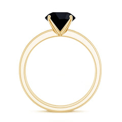 Natural 8mm Black Onyx Solitaire Engagement Rings with Diamond Enhancer