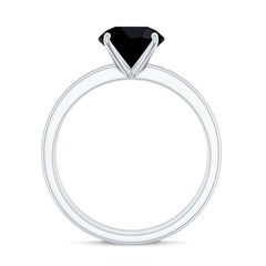Natural Black Spinel Wedding Engagement Ring Set with Diamond