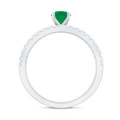 Certified Real Emerald Solitaire Engagement Ring with Diamond Enhancer