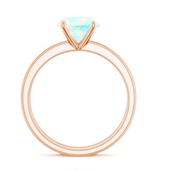 Natural Ethiopian Opal Diamond Solitaire Engagement Wedding Ring Set of 2