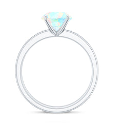 Natural Ethiopian Opal Diamond Solitaire Engagement Wedding Ring Set of 2