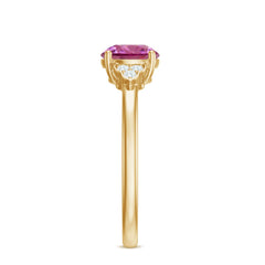 Round Pink Tourmaline Solitaire Engagement Ring with Diamond