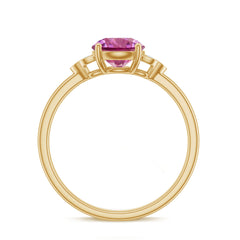 Round Pink Tourmaline Solitaire Engagement Ring with Diamond