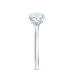 1.50 CT Moonstone Solitaire Engagement Ring with Diamond Trio