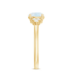 1.50 CT Moonstone Solitaire Engagement Ring with Diamond Trio
