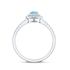 1 CT Classic Aquamarine and Diamond Teardrop Engagement Ring