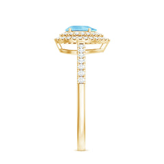 1 CT Classic Aquamarine and Diamond Teardrop Engagement Ring