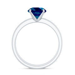 8mm Round London Blue Topaz Solitaire Engagement Ring with Diamond Band