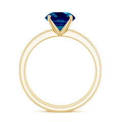 8mm Round London Blue Topaz Solitaire Engagement Ring with Diamond Band