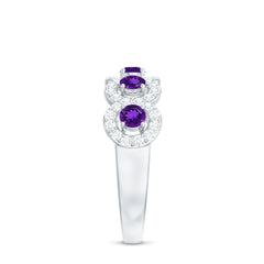 1.25 CT Classic Amethyst Half Eternity Band Ring with Diamond Halo