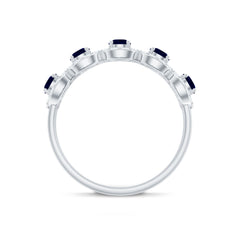 1.75 CT Round Shape Blue Sapphire and Diamond Halo Classic Band Ring