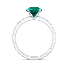 Certified Solitaire Lab Grown Emerald Engagement Ring with Diamond Wedding Band