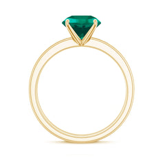 Certified Solitaire Lab Grown Emerald Engagement Ring with Diamond Wedding Band