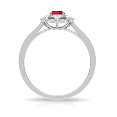 Flower Vintage Ruby Engagement Ring with Diamond