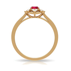 Flower Vintage Ruby Engagement Ring with Diamond