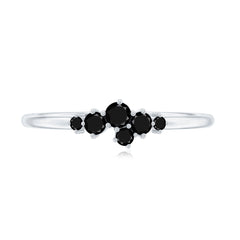 Certified Black Onyx Cluster Promise Ring for Her