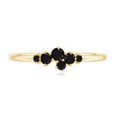 Certified Black Onyx Cluster Promise Ring for Her